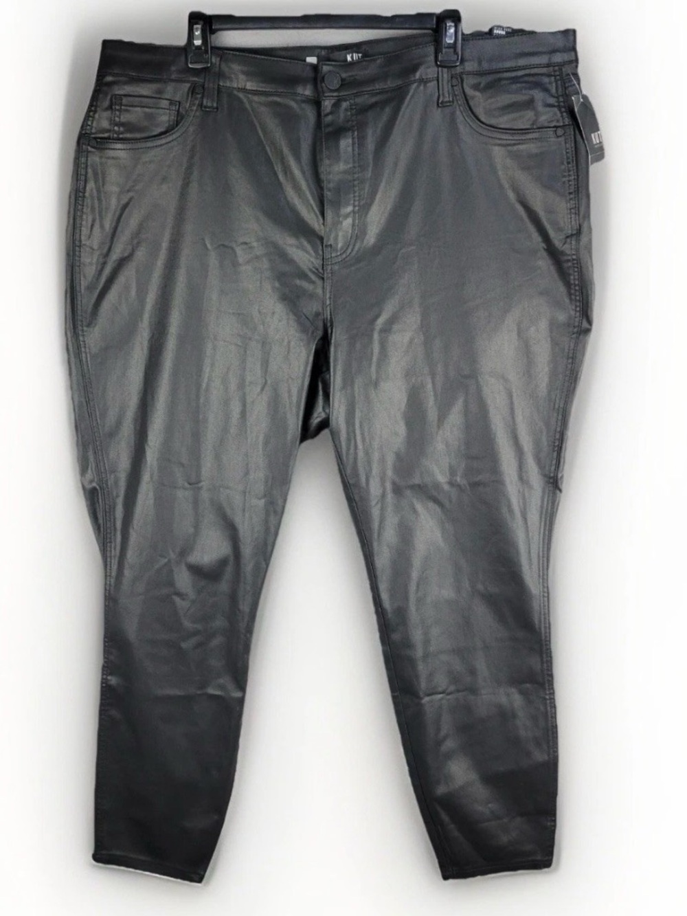 NWT Kut From the Kloth Faux Leather Pants Women's 22W Black High Rise Biker Goth